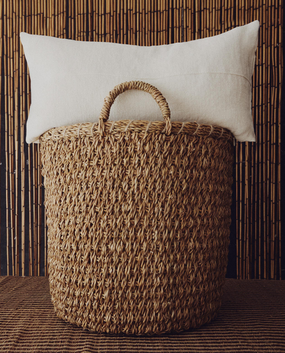 Zara Home Корзина из морской травы, цвет бежевый, 30 см · 8315/049