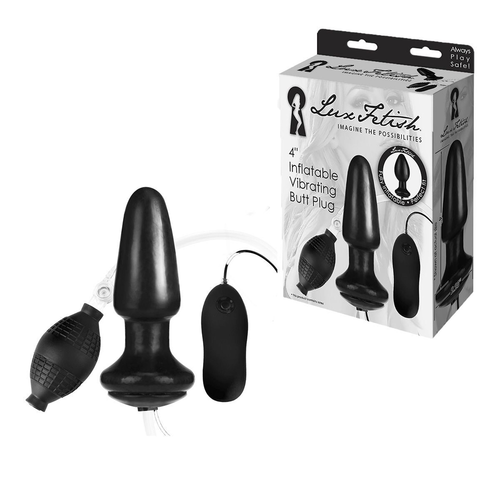 Надувная вибрирующая анальная пробка Inflatable Vibrating Butt Plug - 10,2 см. (Цвет: черный)