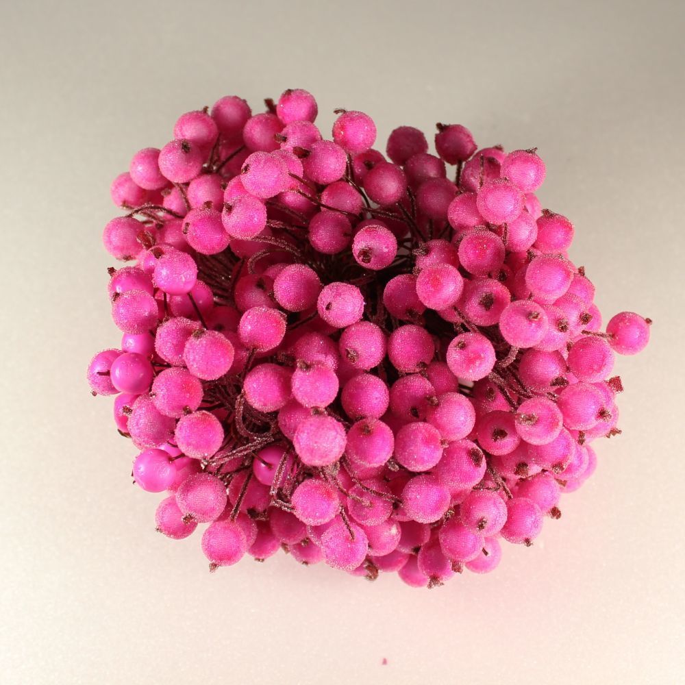 Ягоды в сахарной обсыпке 12 мм (длина 16см), цвет - розовый. 1 уп = 400 ягодок