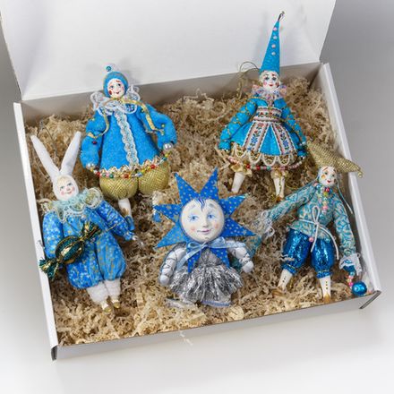 Набор бирюзовых ёлочных игрушек средний