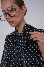 Шифоновая блуза в горошек