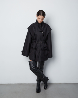 Тренч на молнии из смесового хлопка черный