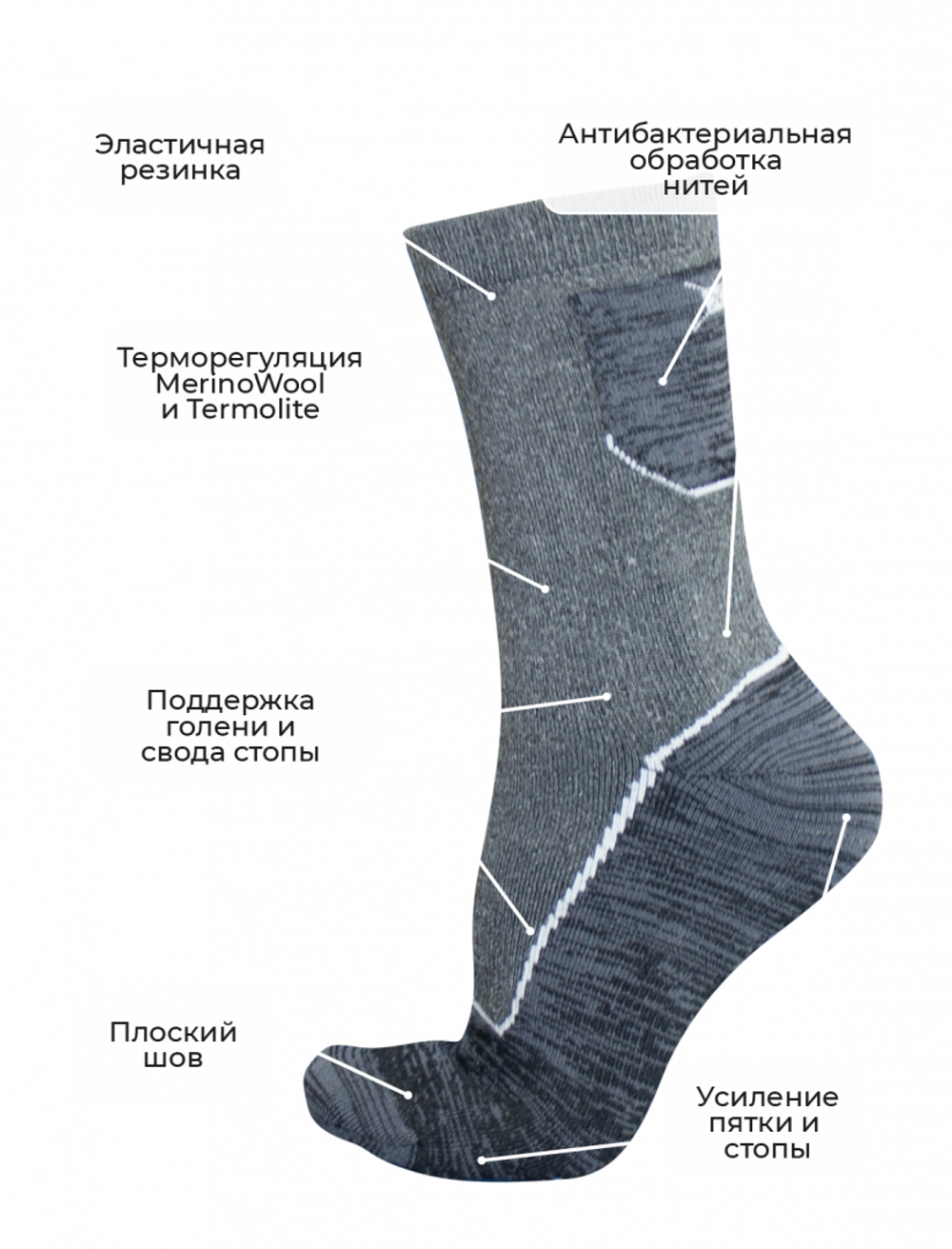носки TALBERG, Explorer Thermolite -10°C, цвет серый, размер 39-42