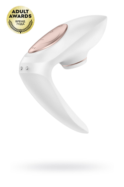 Стимулятор для пар Satisfyer Pro 4 Couples, вакуум-волновой бесконтактный, силикон, белый, 19,5 см.