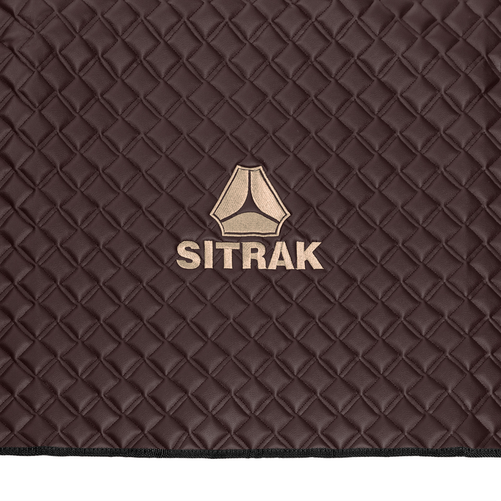 Ковры Sitrak MAX (экокожа, коричневый, черный кант, бежевая вышивка)