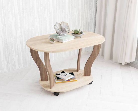 Стол журнальный КОНСУЛ-3 ясень шимо / дуб сонома