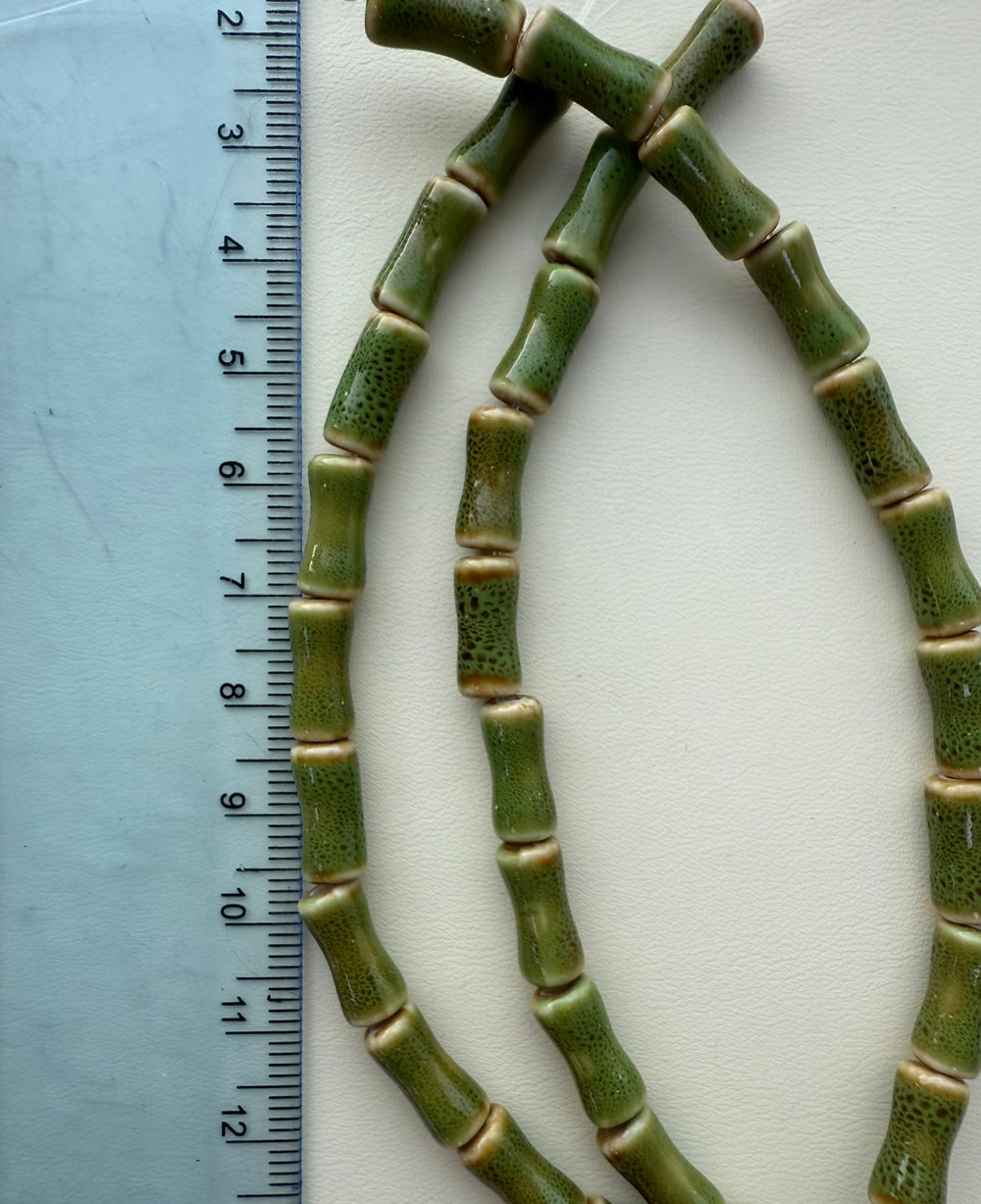 бкбс Бусина керамическая "Бамбук" 12*6мм, светло-зеленый