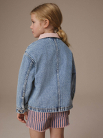 Куртка джинсовая с воротником для девочки Next E25-211, Синий, Розовый