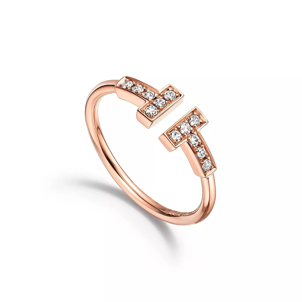 Кольцо из розового золота с бриллиантами 💎Tiffany T, В наличии