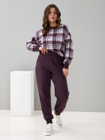 Костюм с брюками КБ-90М/клеткашоколад-бежголубой