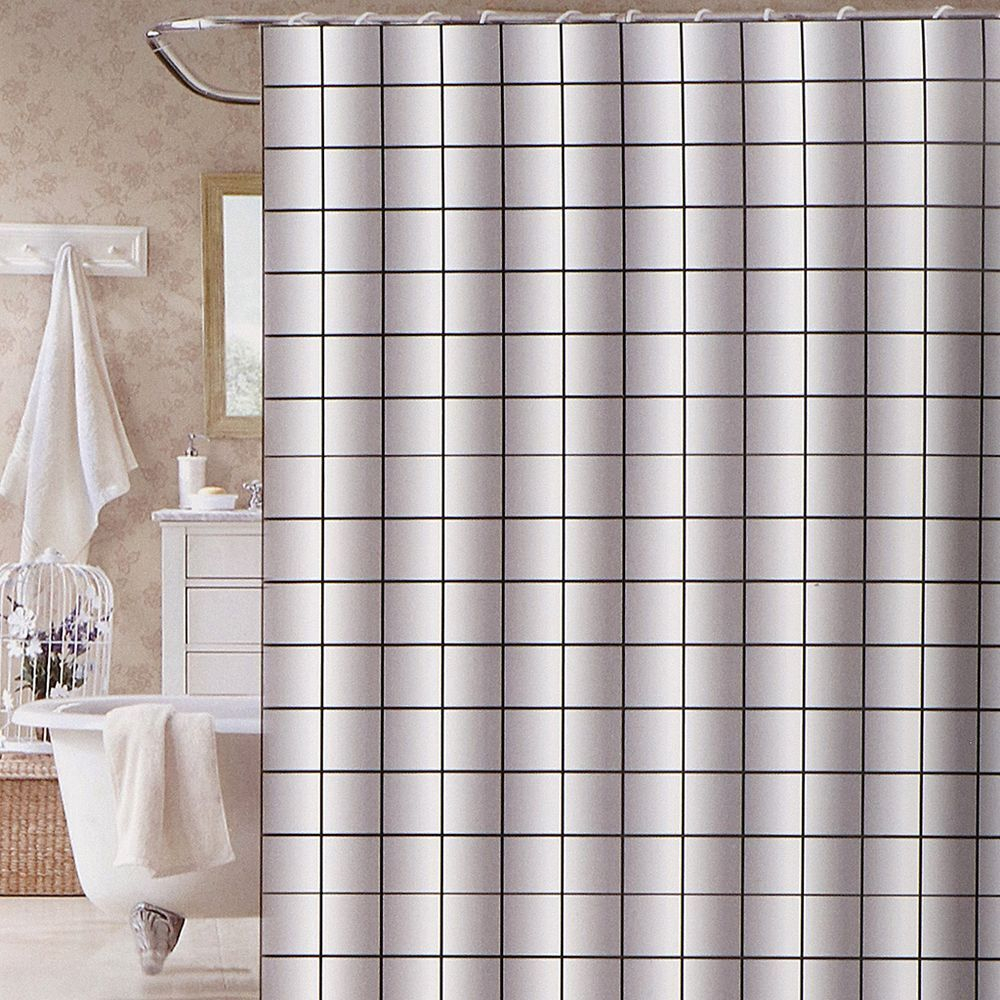 Штора для ванн 180х180 см, ПЭ, Квадратики, STSC1026