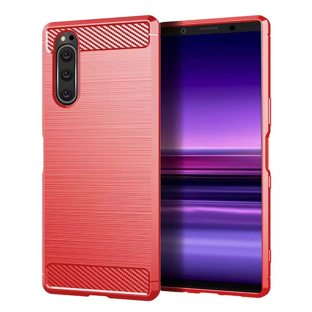 ✓ Чехол ярко красного цвета в стиле карбон для Sony Xperia 5, Марк 1, серия  Carbon от Caseport - купить по отличной цене 🤑 в интернет магазине  caseport в Москве и СПб