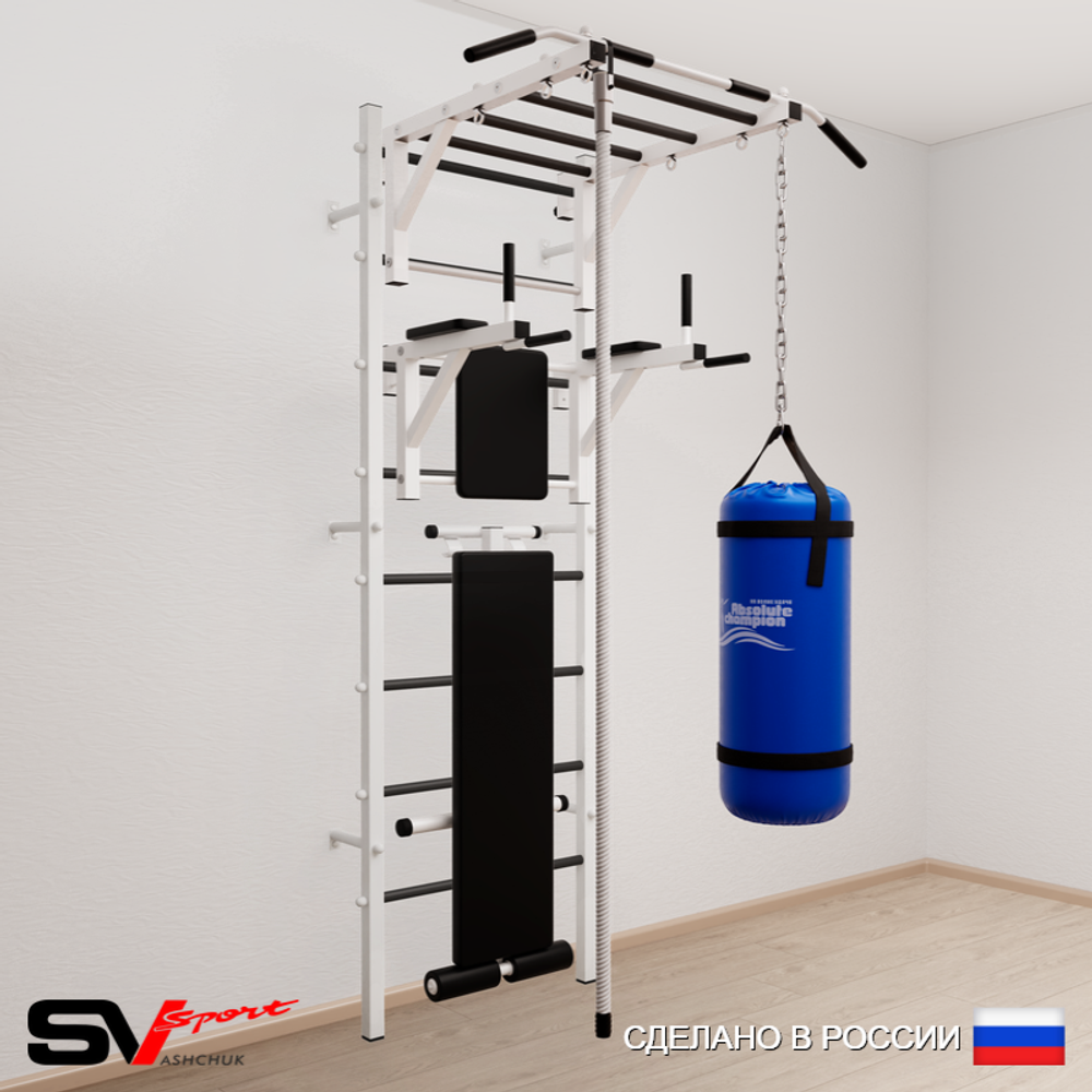 Шведская стенка Sv Sport 5503 (Турник рукоход/Брусья/Скамья/Канат/Цепь/Мешок 30кг)
