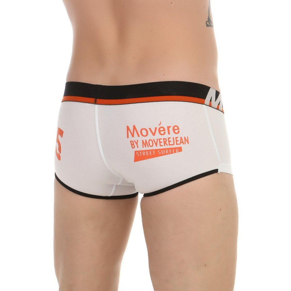 Белые трусы-хипсы с контрастной резинкой и надписями Movere (Размер: L) (Цвет: белый)