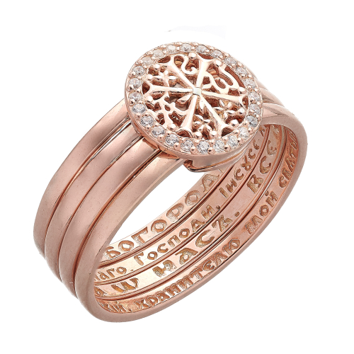 Кольцо из серебра/Позолота/Фианит