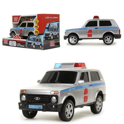Модель ин. пласт. "Lada 4x4 Urban.Полиция" 19,5см, свет-звук, 2 кноп, коробка URBANBLACK-20PLPOL-SR (Те
