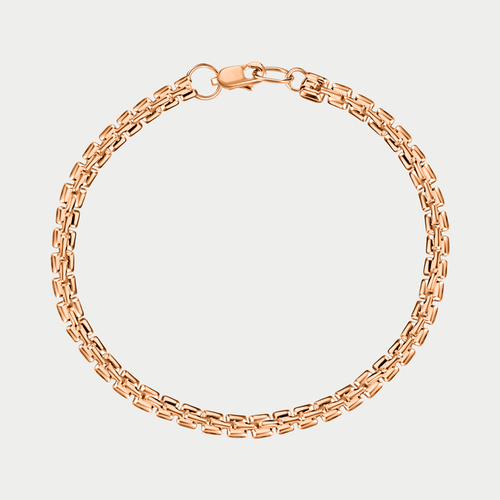 Браслет цепной из розового золота 585 пробы с плетением "Фантазийное" без вставок (арт. БШ009)