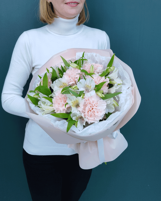 Нежный букет альстромерии и диантуса(00435)