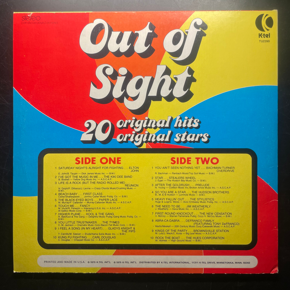 Сборник Out Of Sight (США 1975г.)
