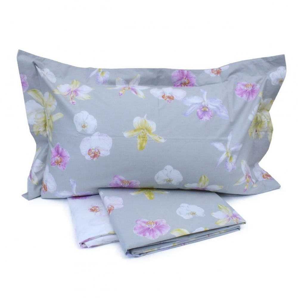 Постельное белье 2 спальное евро Mirabello Fiori di Orchidea голубое Италия
