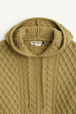 ZARA ТРИКОТАЖНЫЙ ДЖЕМПЕР СВОБОДНОГО КРОЯ ИЗ ШЕРСТИ, СВЕТЛО-ЗЕЛЕНЫЙ