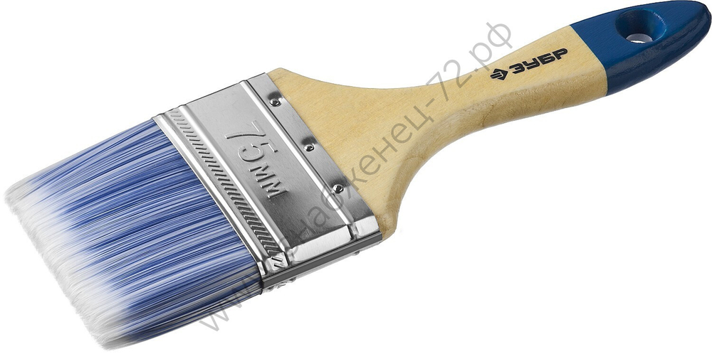 ЗУБР Аква 75 мм, 3'' светлая искусственная щетина, деревянная ручка, Плоская кисть, МАСТЕР (4-01007-075)
