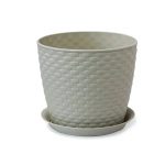 Кашпо РОТАНГ D180мм 3л с поддоном белый ротанг 0,158,18х0,18м