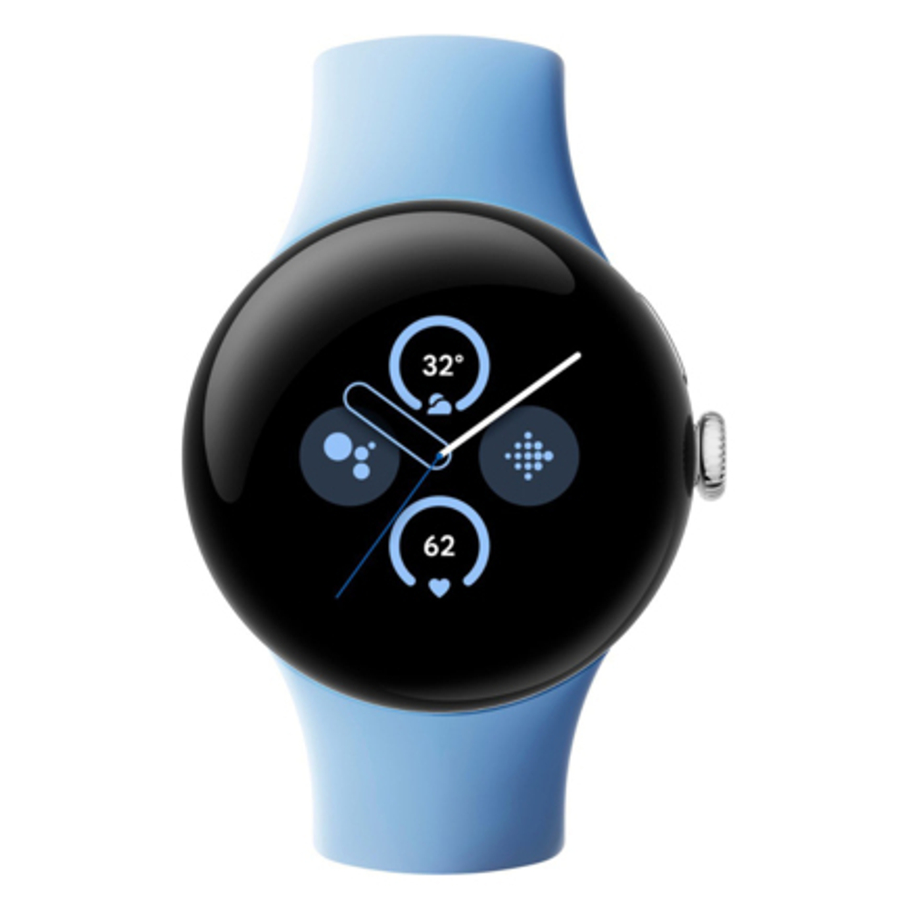 Умные часы Google Pixel Watch 2, Wi-Fi, «Полированный серебристый» корпус, ремешок Голубого цвета (версия Global)