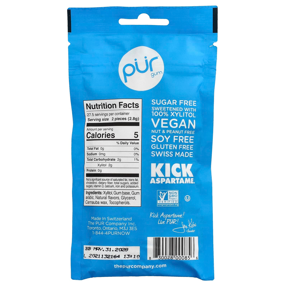 The PUR Company, жевательная резинка, со вкусом перечной мяты, 55 шт., 77 г (2,72 унции)
