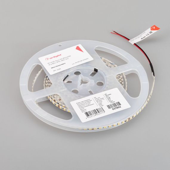Светодиодная лента Arlight 9,6W/m 160LED/m 2835SMD холодный белый 5M RT-A160-5mm 24V White6000 037802