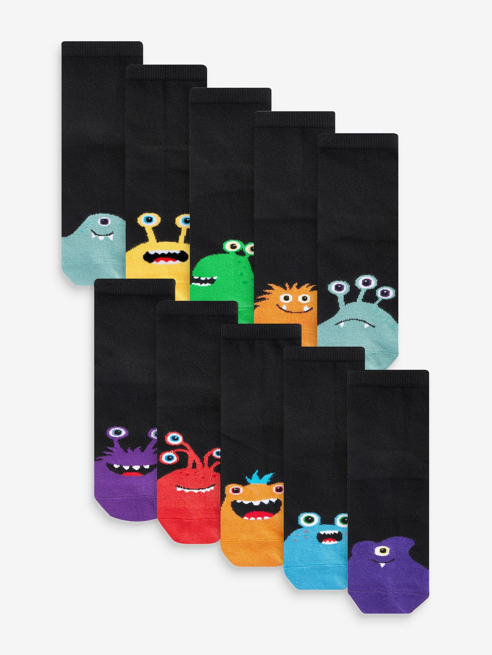 Носки хлопковые для мальчика Next T60-380, 10 шт., Черный