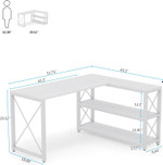 Компьютерный стол с полками Tribesigns,  L-образный угловой, Цвет:белый