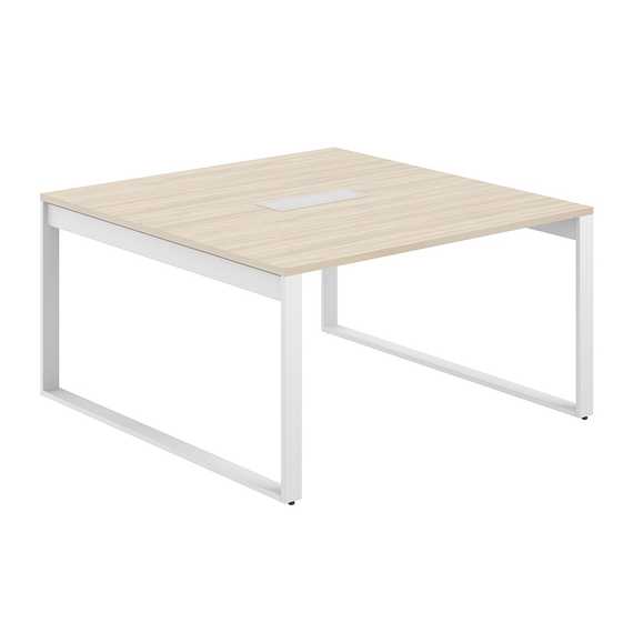 AG.1414.AR.72.WH / Стол для переговоров 1400х1438х750 / профиль О-образный: 70х20 белый; лючок: серебро; столешница: ак.равелло