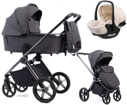 Детская коляска Peppy Monaco 3 в 1 с автокреслом Verona Beige Antrazit (графитовый), рама серая