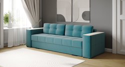 Диван раскладной Виконт, бирюза/мдф клен кремовый