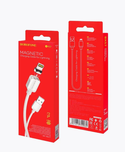 Кабель Borofone BX57 USB-Lightning 2А 1м магнитный TPE White