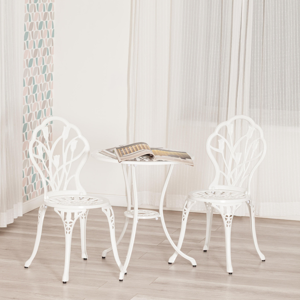 Комплект Secret De Maison Waltz of flowers (стол +2 стула) алюминиевый сплав, D60/H67, 52Х40Х89см, butter white