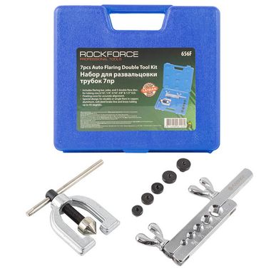 Набор инструментов для развальцовки трубок 7 пр.(3/16'', 1/4'', 5/16'', 3/8'',1/2''), в кейсе RockForce##Rock FORCE RF-656F
