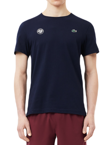 Мужская теннисная футболка Lacoste Ultra-Dry Sport Roland Garros Edition Tennis T-Shirt - небесный