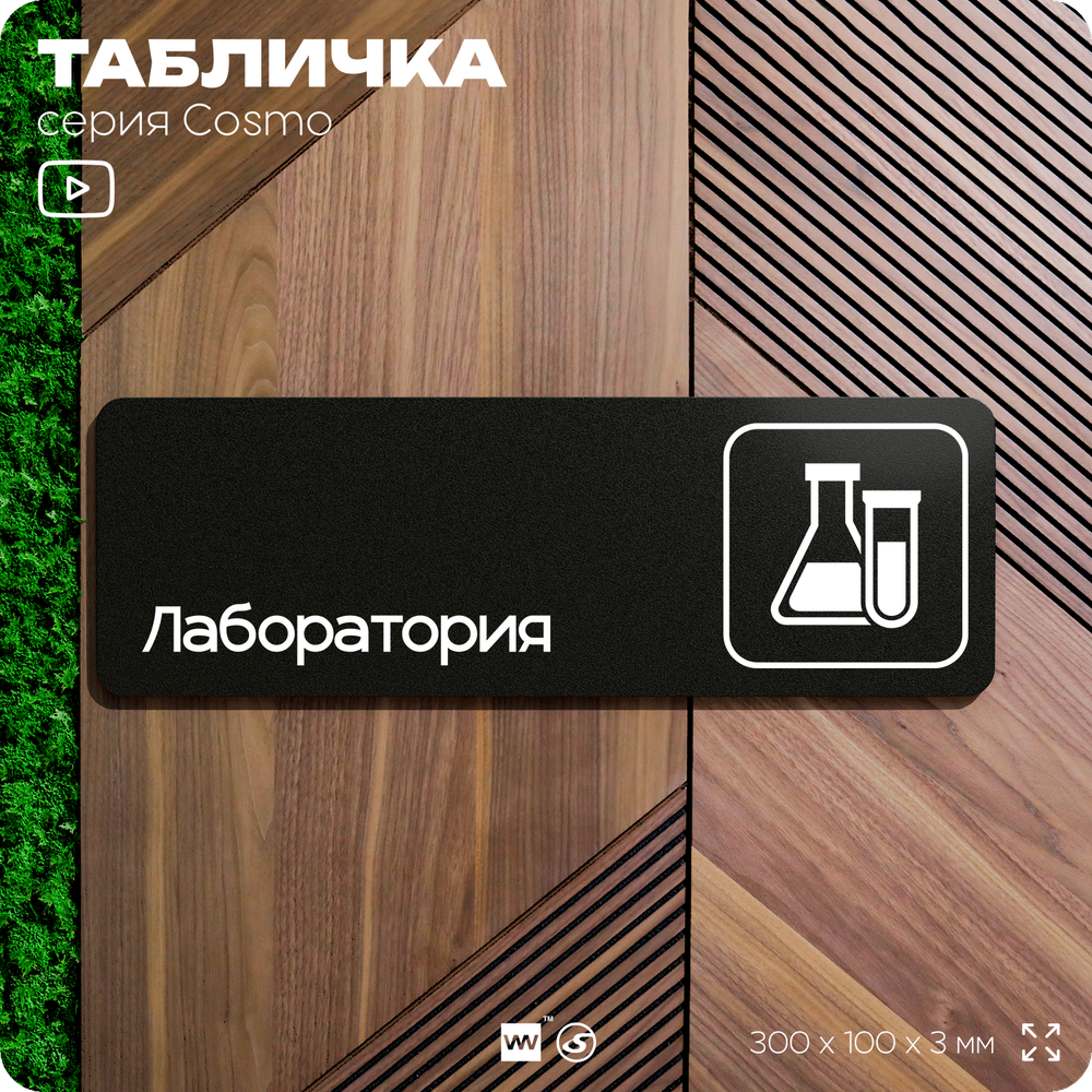 Табличка Лаборатория, 30х10 см, для офиса, кафе, магазина, паркинга, серия COSMO, Айдентика Технолоджи