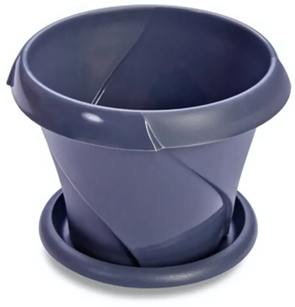 Кашпо для цветов пластиковое 5,4л d-26,8см «Флориана» с поддоном серый С387СЕР