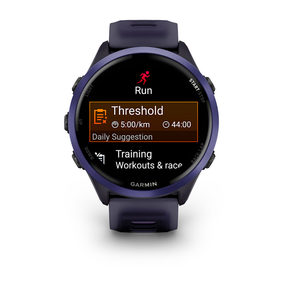 Умные часы Garmin Forerunner 570 - 47мм, темно-серый, алюминиевый безель цвета индиго, пурпурный/индиго ремешок