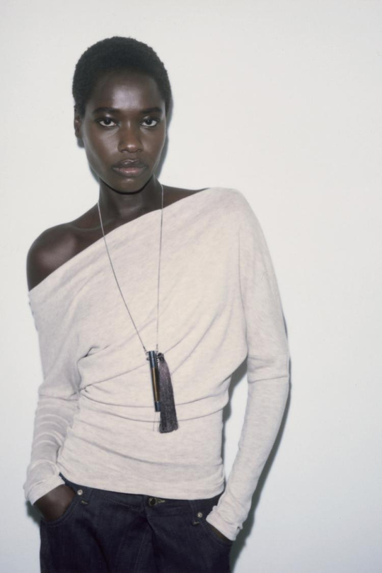 ZARA ТОП АСИММЕТРИЧНОГО КРОЯ ИЗ МЯГКОЙ ТКАНИ, БЕЖЕВЫЙ МЕЛАНЖ