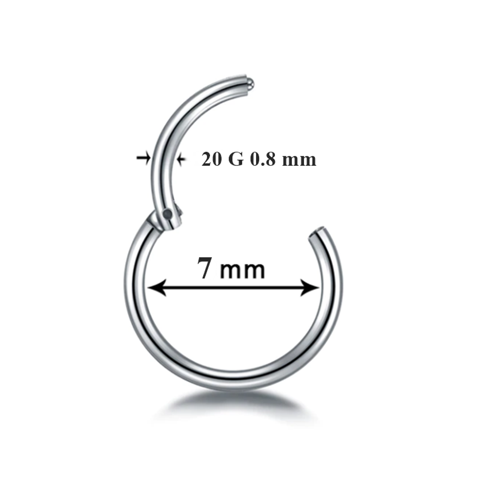Кольцо-кликер с замком 7 мм толщиной 0,8 мм для пирсинга. Медицинская сталь