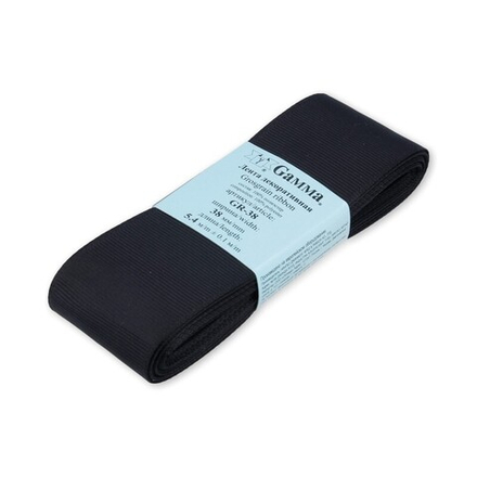 "Gamma" репсовая лента, цв.черный, ФАСОВКА, 38 мм 5.4 м