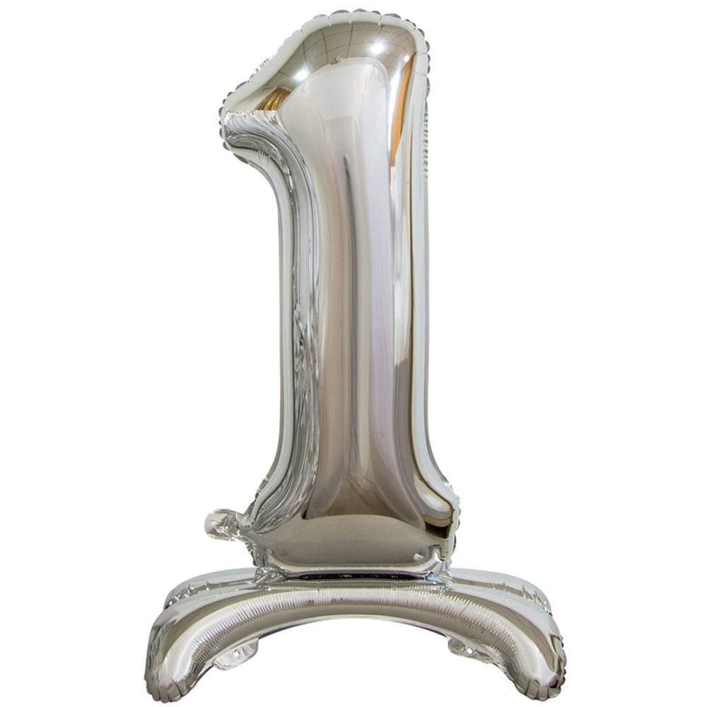 Шар ЦИФРА 1 Silver на подставке 30" 76 см