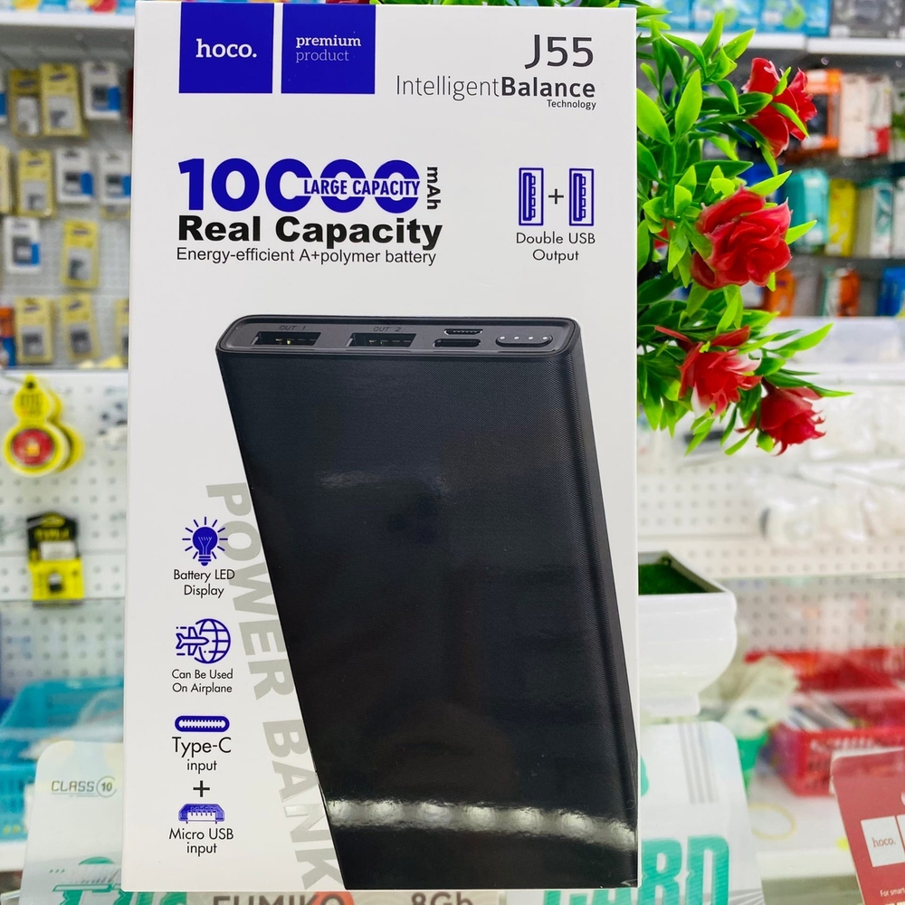 Power Bank 10000mAh, Hoco J55, черный