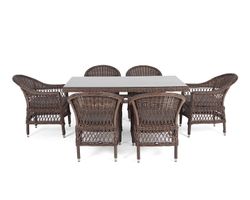 "Амароне" обеденная группа из искусственного ротанга на 6 персон, цвет коричневый