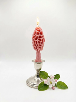 Свеча "Гриб Сморчок" нежно-розового цвета