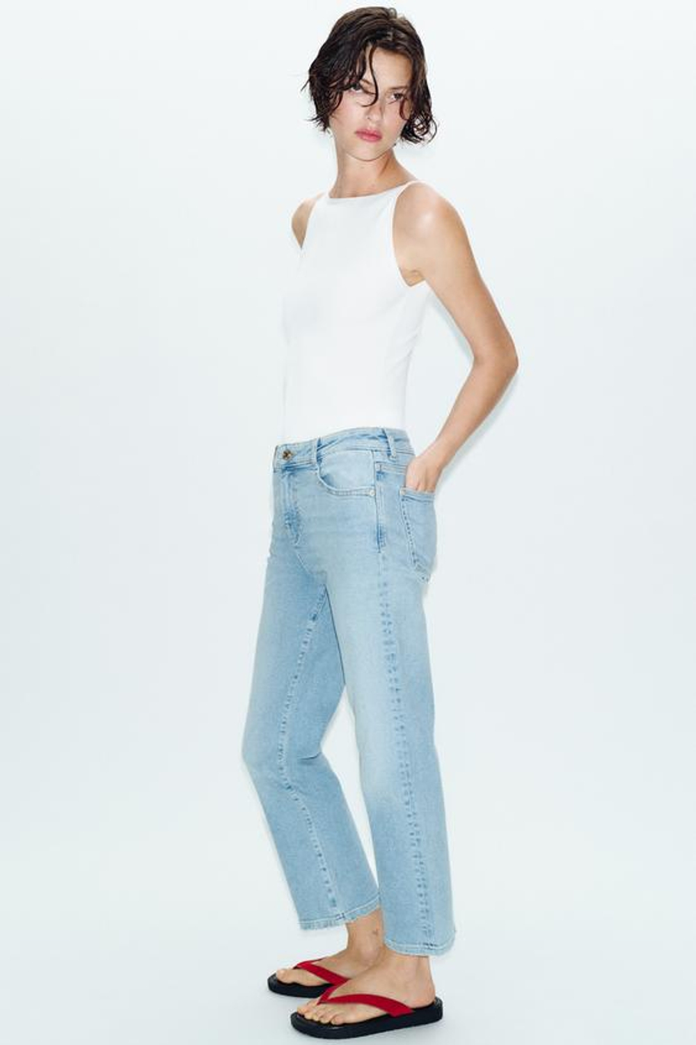 ZARA ДЖИНСЫ Z1975 MINI FLARE С ВЫСОКОЙ ПОСАДКОЙ, ГОЛУБОЙ